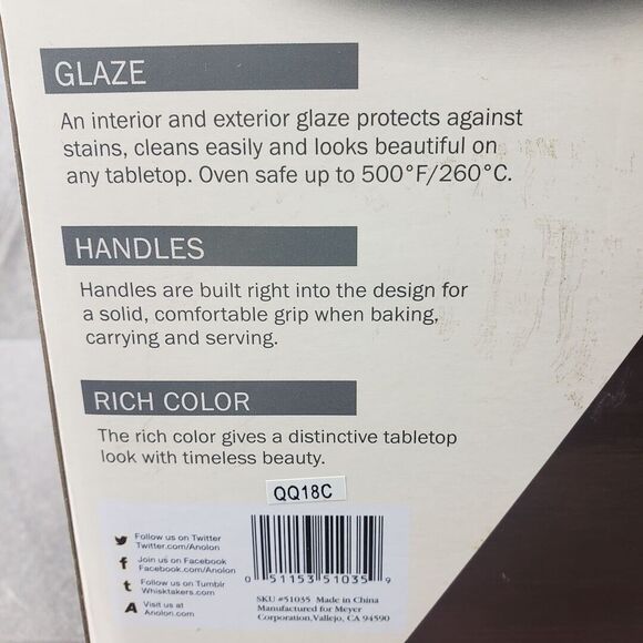 Anolon Vesta Casserole Cookware 2.5 Qt. Stoneware Round Covered Pot Paprika Red - Picture 3 of 7